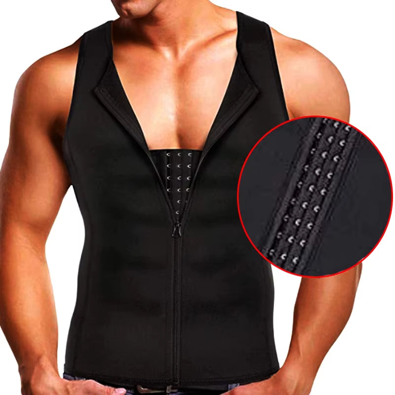 Men Compression Vest for Slimming Sauna Sweat Body Shaper Tight Undershirt Tummy Control Girdle Weight Loss Waist Trainer Tops